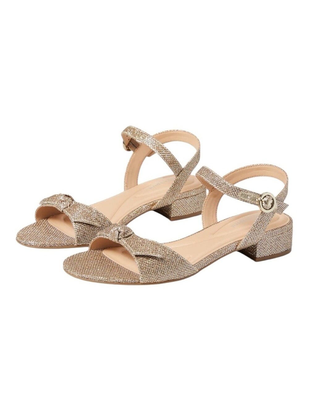 Easy Spirit Ginova Gold Glitter Bow Block Heel Sandals Women's Size 8